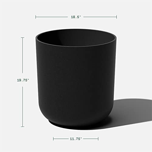 Veradek Mason Series Lima Planter - Round Planter for Indoor or Outdoor Porch/Garden | Made from Plastic-Stone Composite with Drainage Holes | Modern Décor for Succulents, Flowers, Small Plants - color: Black, size: 20 inches - 2 Pack with Saucers