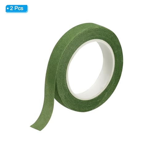 PATIKIL Floral Tape 1/2" x 30 Yard / 12mm x 30m, 2 Pack Flower Wrap Adhesive Tape for Bouquet Stem Wrapping, Olive - color: Olive
