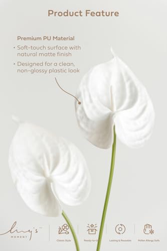 Ling's moment White Anthurium Flowers, 8pcs Artificial Foam Filler Plants, Faux Greenery Stems for DIY Wedding Bouquets Centerpieces Arrangements Bridal Shower Party Home Decorations - color: Wht-white