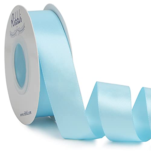Ribbli Light Blue Double Faced Satin Ribbon,1” x Continuous 25 Yards,Use for Bows Bouquet,Gift Wrapping,Baby Shower,Floral Arrangement - color: Blue Light, size: 1 inch