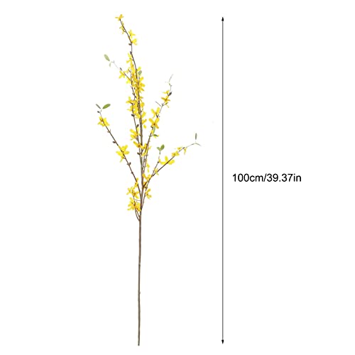 4Pcs Artificial Forsythia Flowers, 39in Faux Forsythia Branches Silk Yellow Flower Stems, Fake Orchids Bouquets for Floral Arrangement Wedding Home Office Decoration