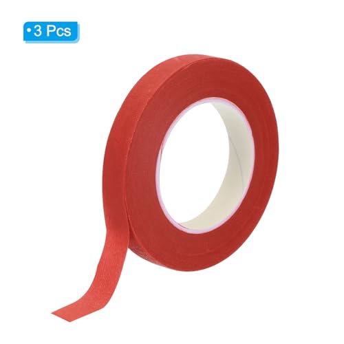 PATIKIL Floral Tape 1/2" x 30 Yard, 3 Pack Flower Wrap Adhesive Tape for Bouquet Stem Wrapping, Red - color: Red