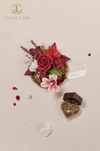 TINGE TIME Single Pocket Boutonniere for Man Groom, Best Man Boutonniere for Wedding, Prom, Homecoming, Anniversary, Graduation, Christmas Dinner(Burgundy) - color: Burgundy