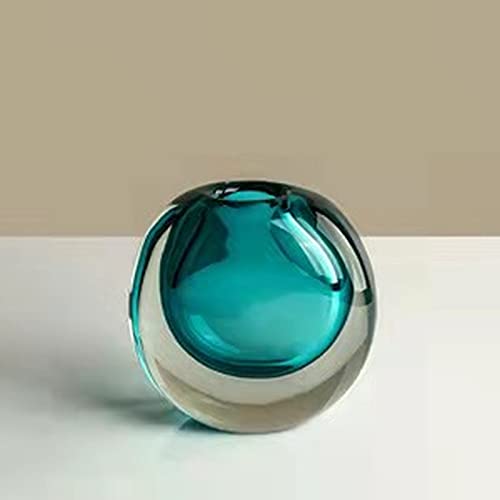 Crystal Vase, Modern Decorative Vase, Minimalist Floral Vase, Light Luxury Style for Home Decor, Centerpiece, Office, Pampas Grass, Dried Flowers, Flowers and Buds (Blue) - color: Blue