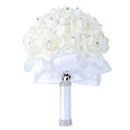 Wedding Bouquet Crystal Roses Bridesmaid Bouquet, Bridal Bouquet Artificial Flowers for Wedding, Party and Church (White) - color: White-