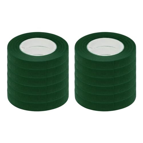 HARFINGTON 12 Rolls Floral Tapes 1/2 Inch 30 Yards Flower Adhesive Waterproof Tape for Floral Arranging Wedding Bouquet Wrap Craft Florist Tape, Pine Green - color: Pine Green