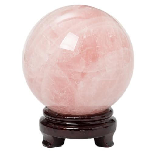Large Rose Quartz Crystal Sphere Natural Pink Healing Crystal Ball with Stand Meditation Decorative Balls Home Decor 90-100mm/3.5-3.9" - color: Rose Quartz, size: 3.5 - 3.9 inches
