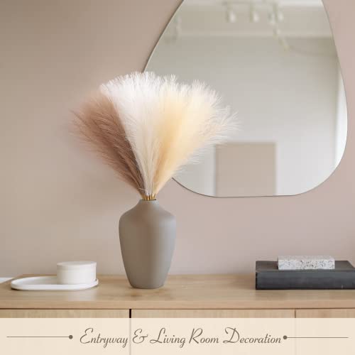 Serwalin Artificial Pampas Grass Decor 17.7 Inch 6pcs Boho Decor, Faux Pampas Grass Living Room Party Home Decor, Natural Small Fake Pampas Grass Vase Filler Centerpieces Arch Decor - color: Ivory & Beige & Sand, size: 17 Inch 6 Pcs