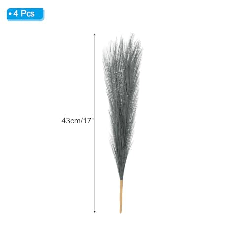 PATIKIL 17 Inch Faux Pampas Grass, 4 Pcs Boho Decor for Home Decoration Artificial Tall Fluffy Stems for Wedding Flower Party Vase Arrangement Centerpieces, Gray - color: Grey