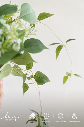 Ling's moment Artificial Greenery Stems Box Set, 71pcs with 5 Kinds of Faux Greenery Picks for DIY Bridal Bouquets Wedding Floral Arrangement Table Centerpieces, Light Green & White - color: Grn-light Green & White