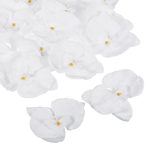 PATIKIL 10cm/3.9" Artificial Orchid Flower Heads, 20 Pack Silk Phalaenopsis Fake Butterfly Orchid Heads for Wedding Floral Bouquet Decor DIY Craft Making, Pure White - color: Pure White, size: 3.9"