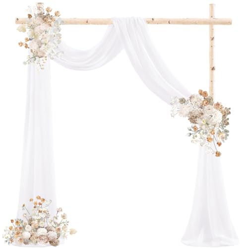 DeZerlor Wedding Arch Draping Fabric 29" x 20 FT Drapes for Backdrop Sheer Curtains for Romantic Bridal Baby Shower Decorations Ceremony Birthday Party Outdoor Events, White - color: White