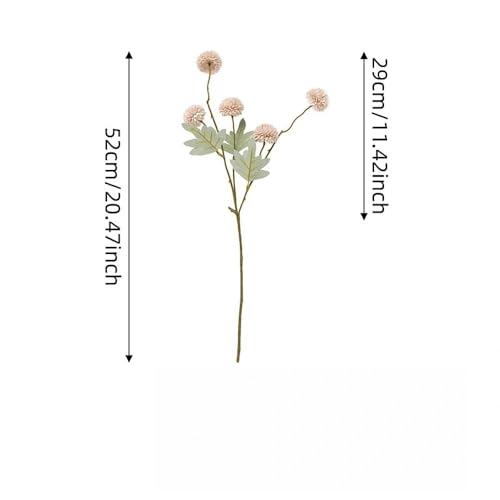 6pcs Pompon Mum Artificial Flower, Faux Silk Mini Chrysanthemum with Stems, for DIY Bouquet Centerpieces Office Wedding Decoration (Beige) - color: Beige