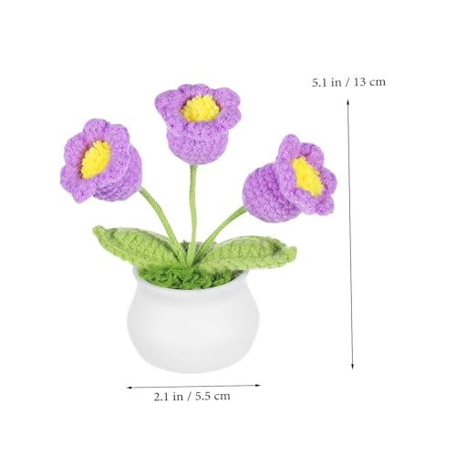 Cabilock Crochet Lily of the Valley Flower Ornaments Handmade Knitted Artificial Flowers for Car Dashboard and Desktop Decoration 2 Pieces 5.11X2.08X2.08 Inches Versatile Home Office Decor