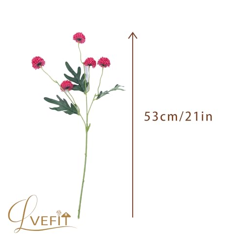 LVEFIT 10 Pcs Hot Pink Kiku Flower Fake Mums Long Stem Flowers,Faux Kiku Flower Bulk,Silk Flowers Mini Chrysanthemum Floral Arrangements,Artificial Flowers Chrysanth Mini Fake Flower - color: Hot Pink