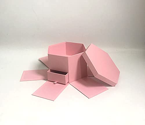 USA-SALES UNIKPACKAGING Premium Quality Hexagon Shape Flower Gift Box, w Drawer, Size 9.5″ x 8.3″ x 6.1″ inch, for Luxury Style Flower Arrangements (Pink) - color: Pink