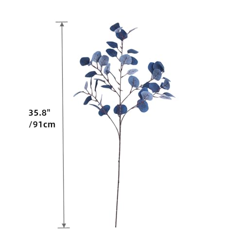 XZJMY 4 Pack Artificial Eucalyptus Stems Leaves 95cm Long Faux Eucalyptus Branches,Artificial Flowers Greenery for Home Decor Flower Arrangement Wedding Party Table Centerpiece (Navy Blue) - color: Navy Blue