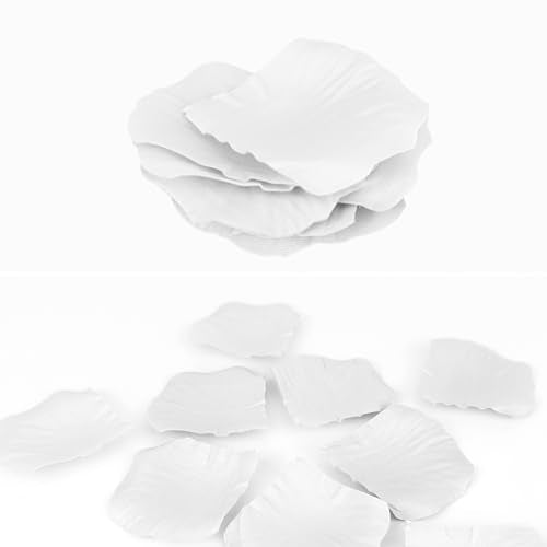 500 Pcs Exquisite White Rose Petals, Emulation Silk Rose Petals, Artificial Flower Petal for Romantic Nights, Weddings, Events, and Valentine's Day Deco (White) - color: White