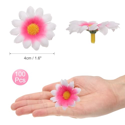 uxcell 100pcs Artificial Daisies Flower Heads,1.6" Silk Fake Daisies Heads Mini Daisies Artificial Flowers Bulk for DIY Wedding Bouquets Centerpieces Party Home Decorations, Pink/White - color: Pink/White