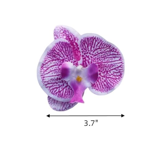 Corkwaw 50 Pcs Orchid Petals Artificial Decorations Orchids Heads Flowers Faux Silk Phalaenopsis Butterfly Flower Heads for Handmade DIY Home Wedding Party Decoration (Light Purple)