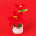 Crochet Lily Flowers, 2pcs Handmade Knitted Plant Artificial Lily Flowers Gift to Family and Friends, Home Wedding Office Desk Cafe Decoration (Red) - color: Lily-red