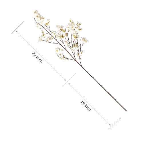 Ammyoo 4 Pcs Artificial Cherry Blossom Flower Branches, Bulk Silk Faux Flowers Real Touch Bouquet for Home Wedding Party Centerpieces Spring Summer Decor, Vase Not Included (White) - color: White-mrz