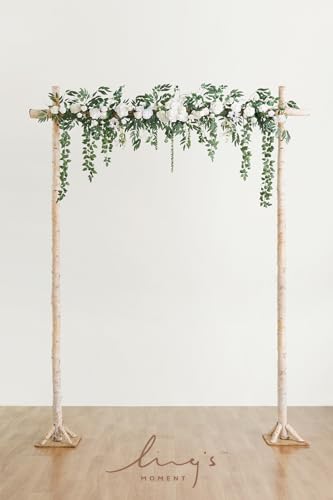 Ling's moment Backdrop Floral Garland 6.5FT Artificial Wedding Arch Flowers Sage Green Decor, White Ceremony Reception Hanging Eucalyptus Rose Arbor Arrangement Outdoor Party Swag Home Decorations - color: White & Sage(2024 New)