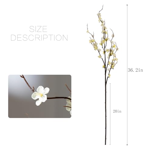LESING 4pcs Cherry Blossom Flowers Artificial, Fake Silk Cherry Blossom Branches Tall Peach Blossom Flower Stems Arrangement for Wedding Home Office Party Decoration (White -2) - color: White -2