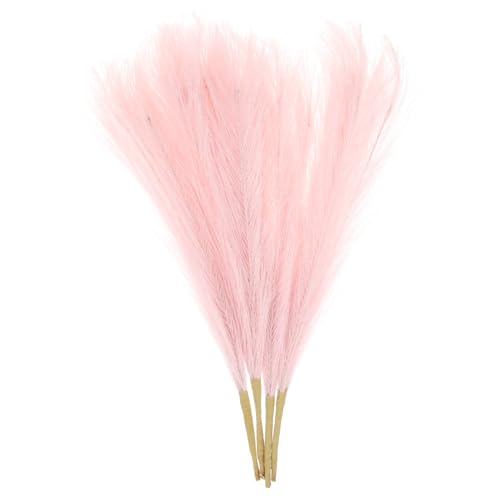 uxcell 4pcs Faux Pampas Grass 17 Inch 6 Stem Artificial Fake Dried Pampas Grass Decor for Floor Vase Filler, Wedding Decoration, Home Decoration, Light Pink - color: Light Pink