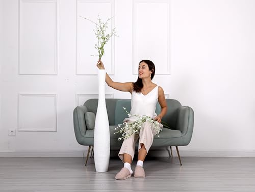 Leewadee Decorative Tall Floor Vase for Living Room Decor, 41 inches, White, Resin - color: White, size: 41 inches