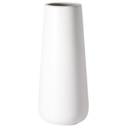 D'vine Dev 11 Inch Ceramic Flower Vase Matte Finishing, Minimalist Design for Home Décor, Bedroom, Living Room, Centerpieces, Office, White, VS-XH-D-2 - color: White, size: 11 Inch
