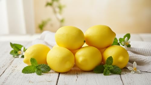 9PCS Artificial Lemon, Realistic Fake Fruit Lemon Ornaments, Summer Fruit Party Photography Teaching Props for Home Kitchen Table（Yellow） - size: 9PCS