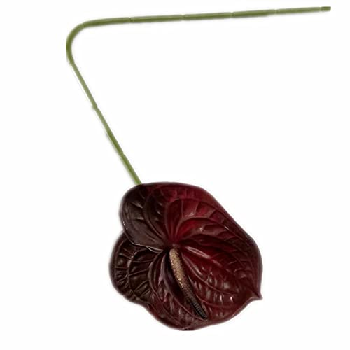 8pcs Artificial Anthurium Flower Branch 60cm 3D Printing Effect Faux Real Touch Single Stem per Piece Anthurium for Home Table Floral Decoration (Dark red) - color: Dark Red