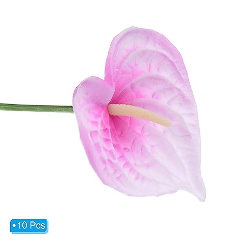 PATIKIL 13" Artificial Anthurium Lily Flowers, 10 Pack Permanent Flower Floral Arrangements Bouquet for Home Decor Bridal Wedding Festival Party Fuchsia White - color: Fuchsia White
