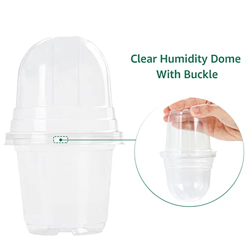 MIXC Clear Plant Nursery Pots with Humidity Dome 4" Soft Transparent Plastic Gardening Pot Planting Containers Cups Planter Small Starter Seed Starting Trays for Seedling with 10pcs Plant Labels - color: Transparent, size: 4 Inch-with Lid