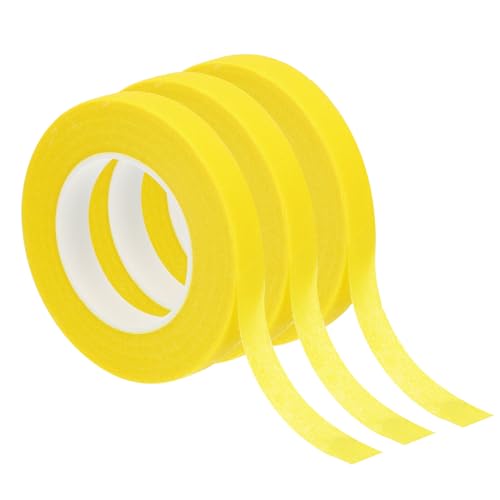 PATIKIL Floral Tape 1/2" x 30 Yard, 3 Pack Flower Wrap Adhesive Tape for Bouquet Stem Wrapping, Yellow - color: Yellow