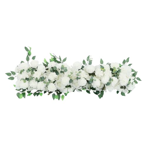 Wedding Arch Artificial Flowers Panels, Silk Rose Floral Wall Backdrop, 13.8 x 13.8in Artificial Flowers Garland for Wedding Party Table Decoration, White (White, 1 Pcs) - color: White, size: 1 Pcs
