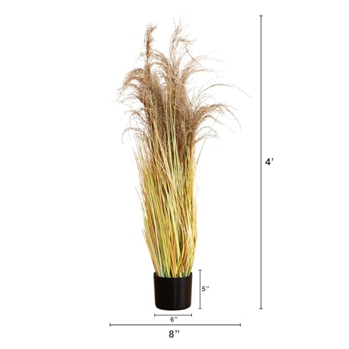 Nearly Natural 4ft Artificial Pampas Grass – Lifelike Indoor Faux Plant for Home Décor