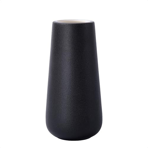 D'vine Dev 8 Inch Ceramic Flower Vase Textured Finishing, Minimalist Design for Kitchen, Bedroom, Living Room, Centerpieces, Office, Raven Grain, VS-XH-B-1 - color: Raven Grain, size: 8 Inch