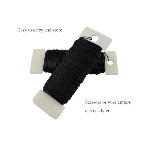 HAHIYO 26Gauge Black Metal Floral Wire - 1 Roll, 38 Yards (115 Feet) - Flexible Paddle Wire for Craft, Christmas Wreath, Flower Arrangement, Bouquet Wrapping, Wedding, DIY - color: Black, size: 26Gauge-1P/38Yards