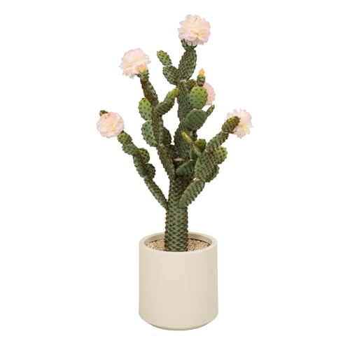 Artificial Cactus Plants 3ft, Fake Flower Plant with White Pot, Large Cacti Faux Floor Plant for Home Office Hotel Patio Balcony or Garden Balcony Indoor Outdoor Desert Decor - color: Yellow, size: 34 inches