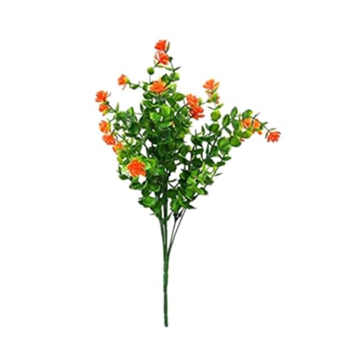 1 Pack 7-Fork Simulated Eucalyptus Roses, Green Potted Artificial Flowers, Home Decoration and Wall Decoration(Sunset Glow) - color: Sunset Glow