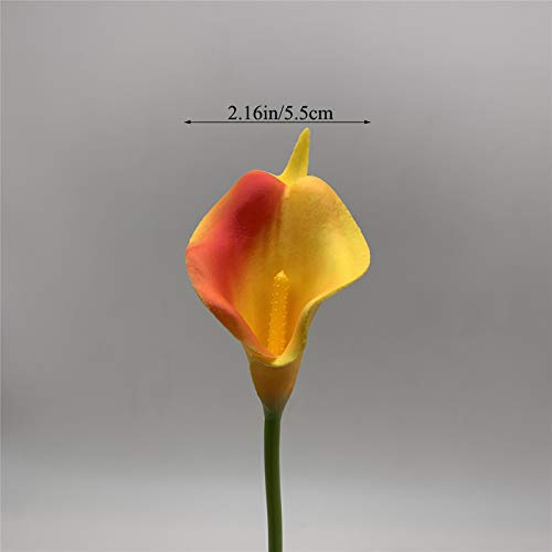 Crafjie 22pcs 13.4 Inch Orange Flowers Artificial Calla Lily Flowers, for Home Decor for Spring Flowers, Home Kitchen, Wedding Decorations, and centerpieces（Sunset） - color: Sunset