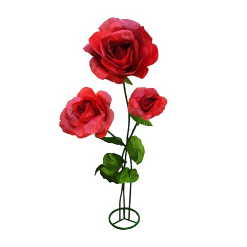 Giant Artificial Flower 3PCS 3D Realistic Waterproof Fake Flowers Durable Easy Maintenance Perfect for Home Garden Weddings Events Christmas Graduation Party Decorations (3PCS-Roses-Burgundy) - color: 3pcs-roses-burgundy