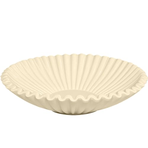 Brown Flat Decor Bowl - 10" Resin Bowls for Entryway Table | Ruffle Bowl, Decor Centerpiece, Large Decor Bowl, Key/Pruse/Coffee Table bowls - color: Brown, size: 10 inch