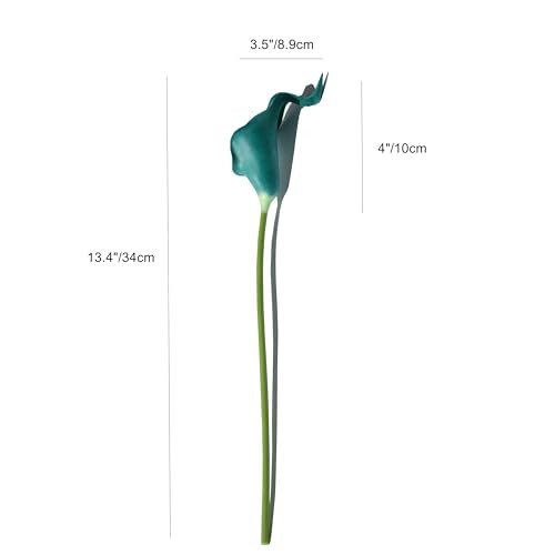 ONLY ART Artificial Teal Calla Lily 20pcs – 13.5" PU Faux Flowers with Flexible Stems, Soft Texture, for New Year and Valentine's Day Home, Wedding & DIY Decor - color: Teal