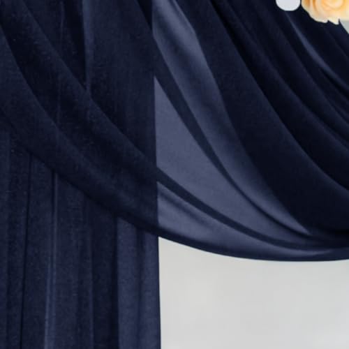 DeZerlor Wedding Arch Draping Fabric 29" x 20 FT Drapes for Backdrop Sheer Curtains for Romantic Bridal Baby Shower Decorations Ceremony Birthday Party Outdoor Events, Navy Blue - color: Navy Blue