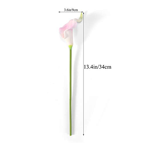 Crafjie 22pcs 13.4 Inch Pink Lataex Real Touch Artificial Calla Lily Flowers, for Home Decor for Spring Flowers, Home Kitchen, Wedding Decorations, and centerpieces. - color: Pink