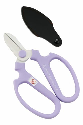 Japanese Floral Scissors - SAKAGEN Hand Creation, Professional Ultra Sharp Flower Shears for Floral Design, Ikebana & Gardening, Made in Japan, F-170 (Lavender) - color: Lavender