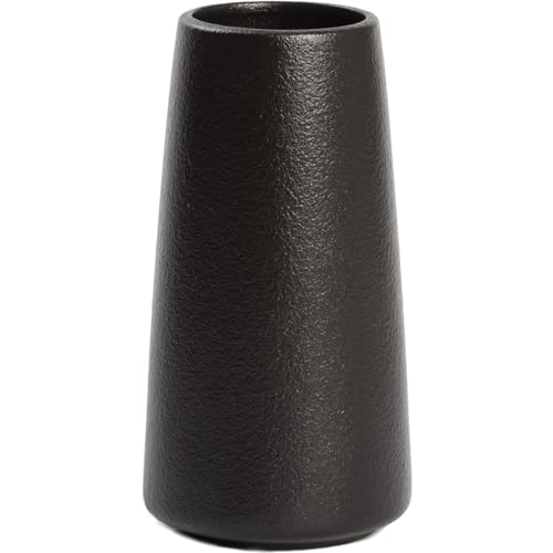 Matte Black Vase - 8" Big Black Ceramic vase for Flower, Simple Vases for Pampas Grass, Minimalist Farmhouse Boho vases for Centerpieces, Home Decor, Bathroom Decor - color: Solid Black, size: Big